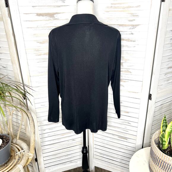 MISOOK Women's Size Petite Large Open Front Collared Knit Blazer Black Career - Picture 4 of 12